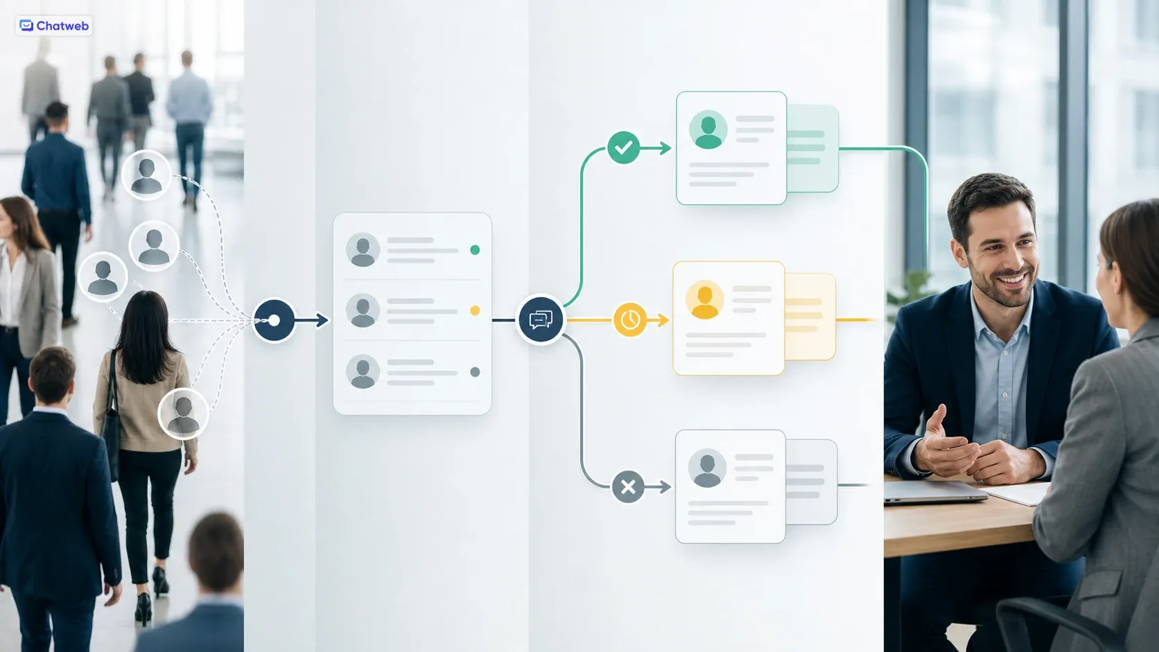 AI lead qualification workflow from visitor to sales handoff