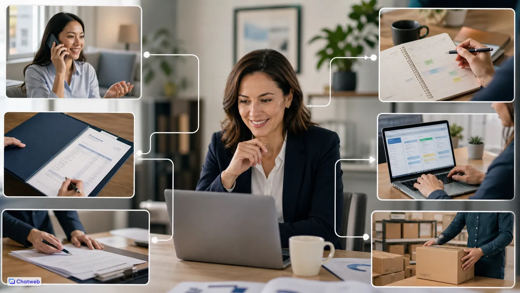 Integrated AI sales workflow for scheduling CRM and orders