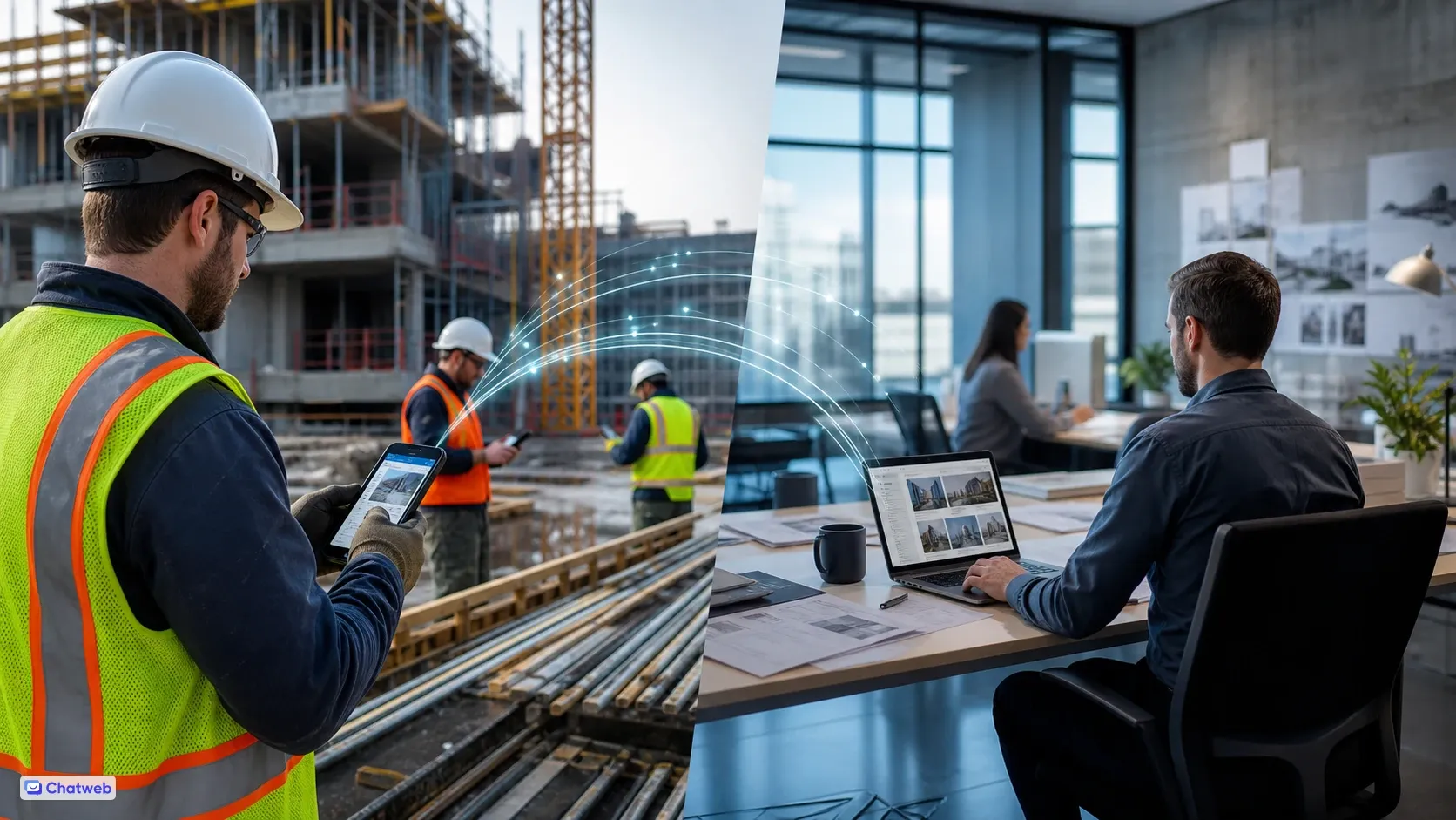Cloud collaboration between construction site and office
